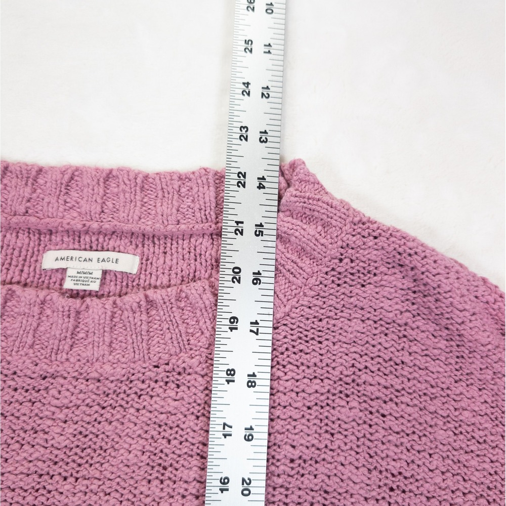 American Eagle Knit Sweater Women M Pink Ribbed Slouchy Soft Girl Cabincore Cozy - Picture 5 of 10